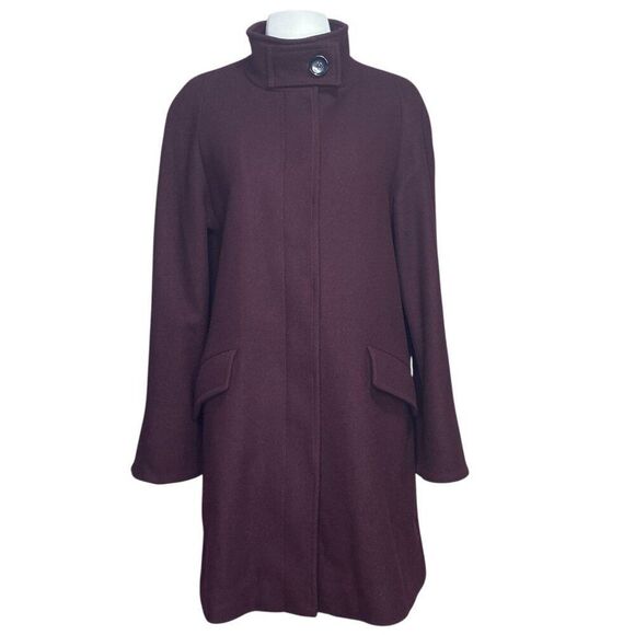 Preston & York Twill Wool Peacoat Size 12 Deep Maroon - Picture 1 of 9